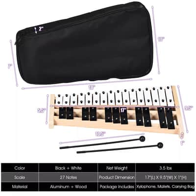 Easy-to-Carry 27-Note Glockenspiel Xylophone - Aluminum Instrument with Bag & Mallets image 2