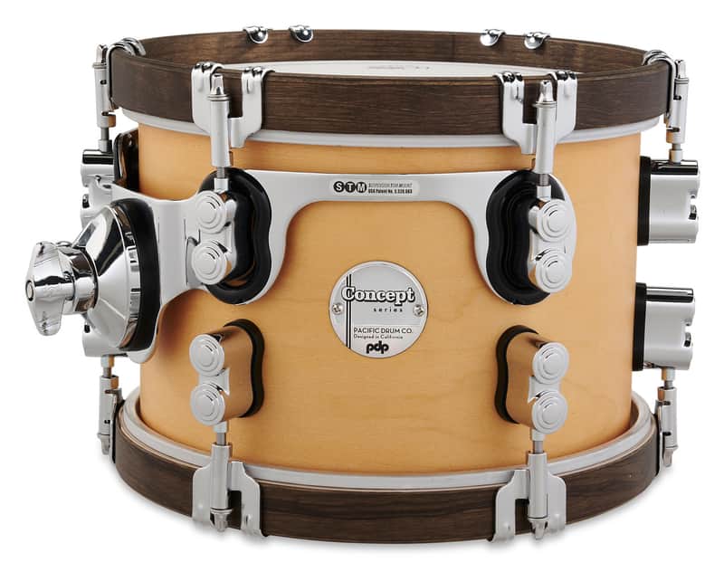 PDP Concept Classic 7x10 Natural Stain Tom with Walnut Stain Hoops image 1