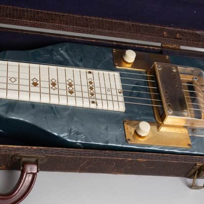 Bronson Singing Electric Lap Steel Electric Guitar, made by Valco (1952), ser. #X-14994, original brown hard shell case. image 13