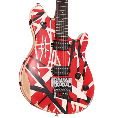 EVH Limited Edition Wolfgang Special Striped Series Red Black and White Aged image 1