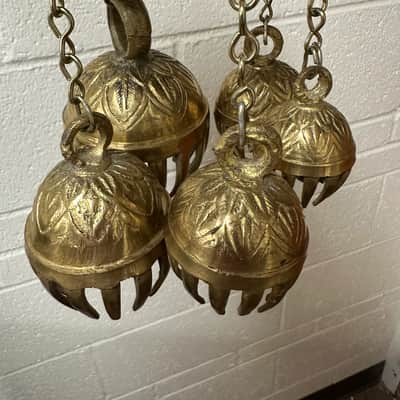 Dobani ELPB 5-Piece Elephant Bells on Holder, Solid Brass, Graduated from 1.5"-3" image 5