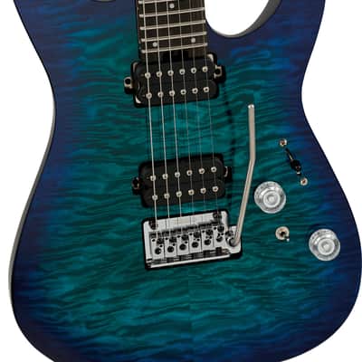 Charvel Pro-Mod Plus DK24 HH 2PT EB QM, Ebony Fingerboard, Chlorine Burst image 3