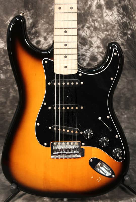 Squier Stratocaster Electric Guitar Brown Sunburst Rosewood Fretboard Black Pickguard image 1