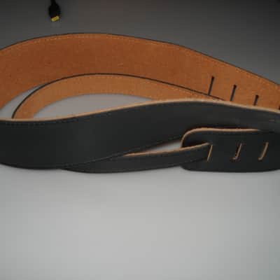 New Black Leather Guitar Strap image 1