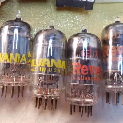Sylvania etc. Matched Pair (2) 6EU7 tNOS AT1000 TESTED Vacuum Tubes GE, Raytheon dual triode 1958-1972 image 5