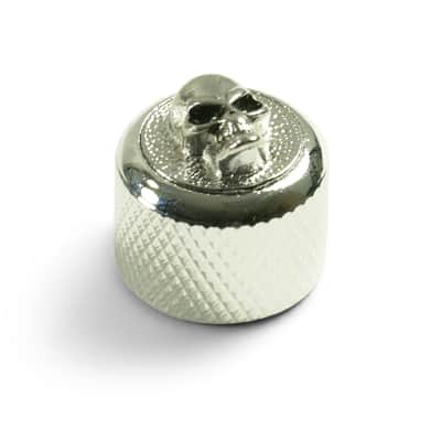 Q-Parts QPAS-DC Knobs With Angry Skull Inlay Set of 2 - Dome Chrome image 1