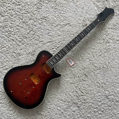 Red Burst Single Cut Guitar Body, Rosewood Fingerboard Neck DIY Project image 2