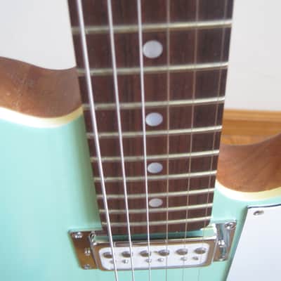 Custom Tele-Style Thinline HH Bigsby Warmoth Neck Surf 90s Surf Green image 7