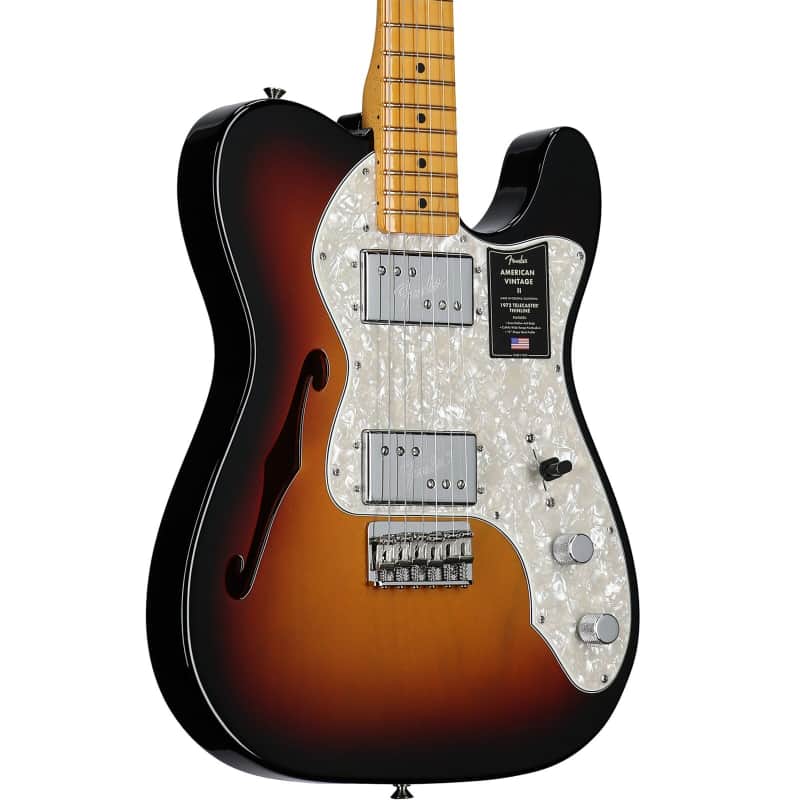 Fender American Vintage II 1972 Telecaster Thinline Electric Guitar, (with Case), 3-Color Sunburst image 1
