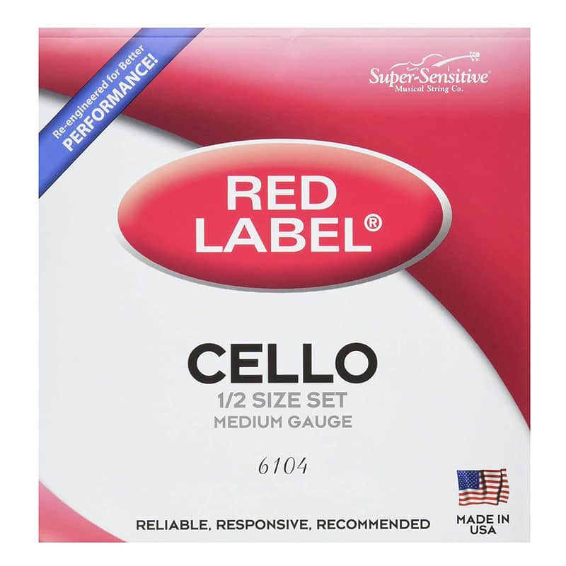 Super-Sensitive 6104 Red Label Cello String Set, Medium, 1/2 Size image 1