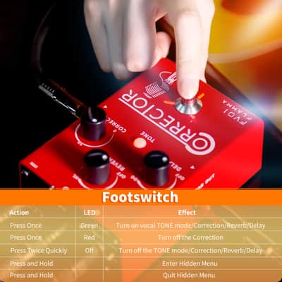 FLAMMA FV01 Vocal Effects Processor Pitch Correction Voice Pedal Vocal Stompbox Microphone Amplifier for Singer Live Singing Streaming Recording with Delay Reverb Acoustic Guitar Playing image 7