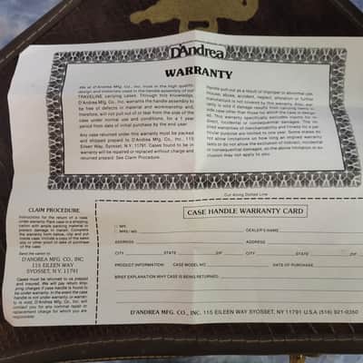 Vintage 1977 D'Andrea Z Explorer Alligator Look Soft Shell Guitar Case Warranty Card Candy image 12