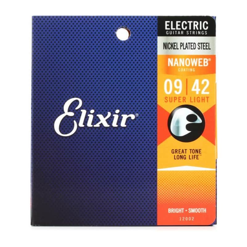 Elixir 12002 Nanoweb Nickel Plated Steel Electric Guitar Strings - Super Light (9-42) image 1