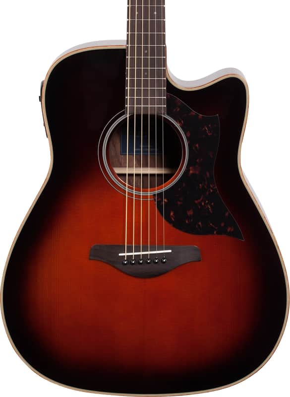 Yamaha A1R Dreadnought Acoustic-Electric Guitar, Solid Spruce Top, Tobacco Brown Sunburst image 1