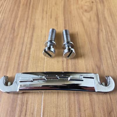 Vintage 1960's Gibson Chrome Compensated Wraparound Tailpiece w/ Studs! image 1