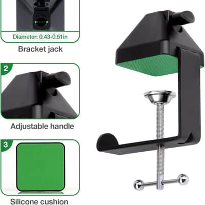 Heavy-Duty Metal Table Mount Clamp, Desk Table Mount C Clamp For Microphone Mic Suspension Boom Scissor Arm with Adjustable Screw, Fits up to 2.48 inches/6.2cm Desktop Thickness image 2