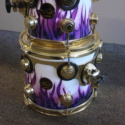 DW Drums Collector's Custom Ordered USA 6pc Drum Kit White & Purple Flames image 19