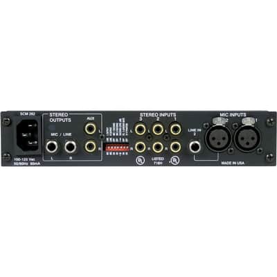 Shure SCM262 Stereo Mixer for use with 2 Microphones and 3 Stereo Sources, with Ducking and Phantom Power, AC only, Half Rack Space, Single and Dual Mount image 2