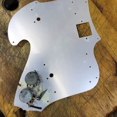 Vintage RARE 1964 Kawai Teisco Guyatone Japan Shiny Gray Electric Guitar Pickguard with 2 500K Pots Luthier Parts image 3