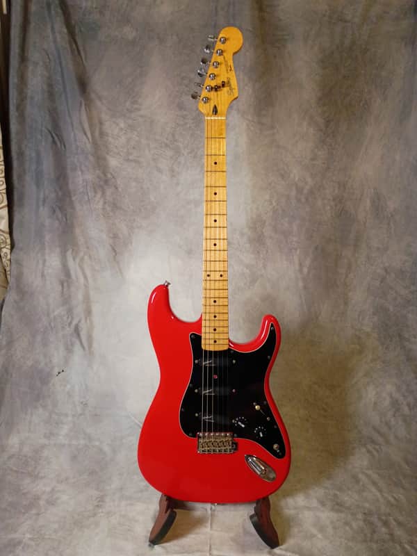 1987 Young Chang E10 Squier 1957 Reissue *Gorgeous Flame Maple Neck* Active EMG Select's W/ Awesome Red Light! Alder Body W/ Maple Cap and Back!- Torino Red image 1