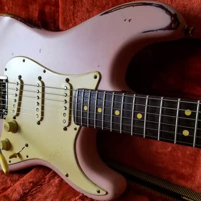 American Fender Stratocaster Standard Shell Pink Over Candy Apple CS Fat 50's image 20