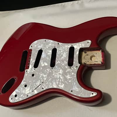 1995 MIM Fender Mexico Candy Apple Red Stratocaster Guitar Body 6 Post Tremolo image 20