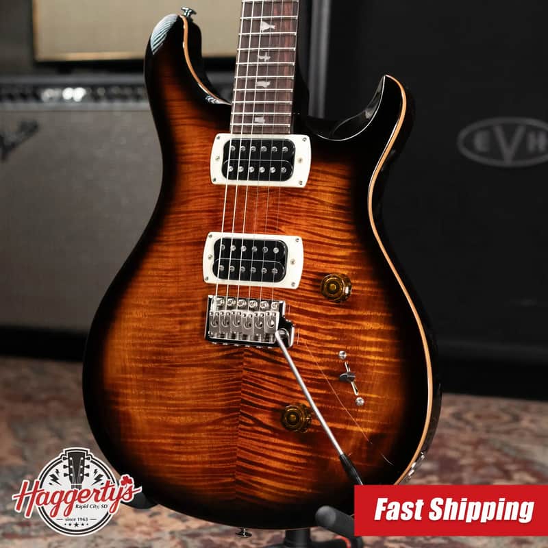 PRS SE Custom 24 Electric Guitar - Black Gold Sunburst with Gig Bag image 1