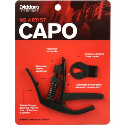 D'Addario PW-CP-10 NS Artist Capo for Acoustic and Electric Guitar, Black image 1
