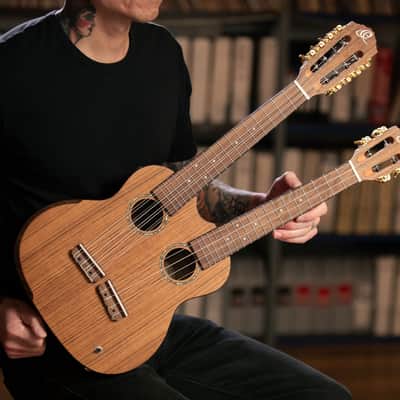Ortega HYDRA Custom Built Series Ovangkol Top Mahogany Double-Necks 4/8-String Acoustic-Electric Tenor Ukulele w/Gig Bag image 9
