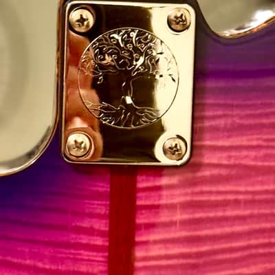 Custom Telecaster Mad Cat Partscaster – Quilted Purple Burst • Hipshot Locking Tuners • Lace Chrome Burner • Vintage Gold Foil w/hardshell case image 8