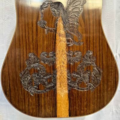 Blueberry Dreadnought Zodiac Aquarius Motif - Hand Made and Hand Carved Steel String Guitar image 2
