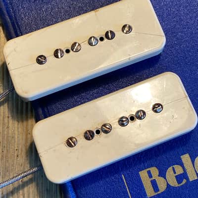 General Vintage Tone  1950 ‘s P90 guitar Pickup set Soap bars  Belden green wire 42awg NOS and nos m image 3