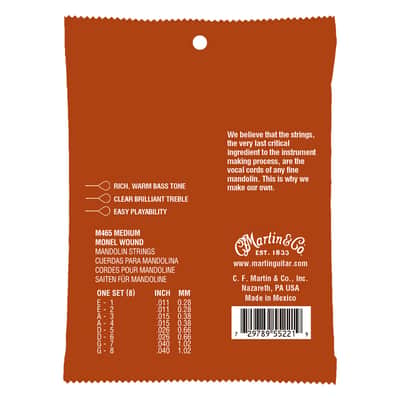 M465 MANDOLINE RETRO Monel Medium 11/40 Martin Strings image 2