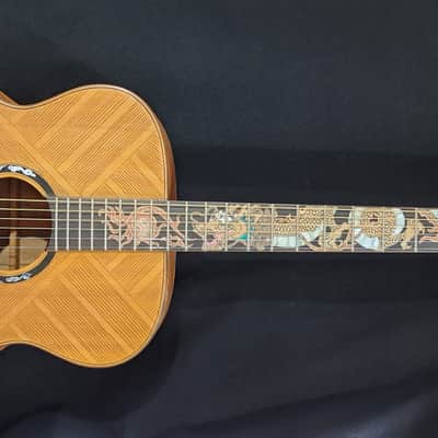 Blueberry Handmade Baritone Acoustic Guitar Dragon Motif image 1