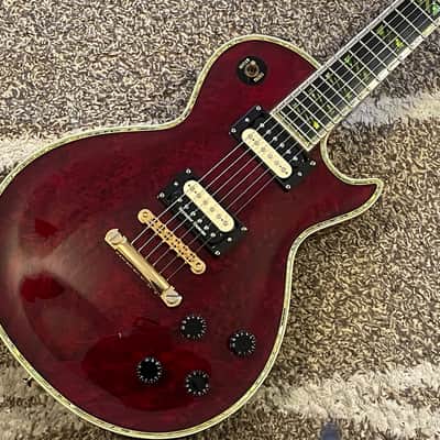 2000 Edwards/ESP E-LP-117 CTM MIJ MADE IN JAPAN Les Paul Custom/Supreme Type Burl Maple Top Abalone Binding See Thru Red image 1