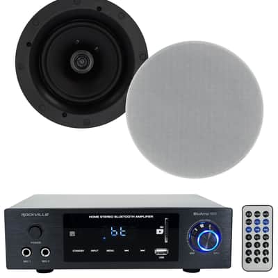 Rockville BLUAMP 150 Home Bluetooth Amplifier Receiver+2) Elite Ceiling Speakers image 1