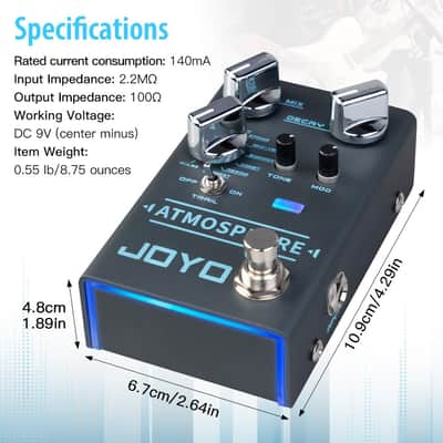 Joyo R-Series R-14 Reverb Pedal 9 Digital Reverb Types with Modulation and Trail Function for Electric Guitar Effect image 5