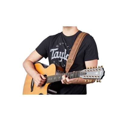 Taylor Wings Distressed Leather Guitar Strap Dark Brown image 2