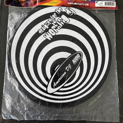 American DJ Audio SLIP-MAT/TT Black & White Spiral Circle DJ Slipmat Pair 2 Mat Set DJ image 2