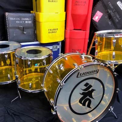 Quiet Riot-Frankie Banali's Original 1970s Ludwig "Bonham" Yellow Vistalite Kit 14/16/18/26, Authenticated image 2