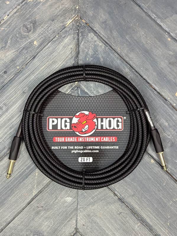 Pig Hog PCH20BK 20ft Black Woven Straight to Straght Instrument Cable image 1