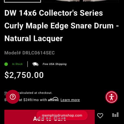 DW COLLECTORS EDGE 6 x14 2014 - Exotic Curly Maple Gloss image 11