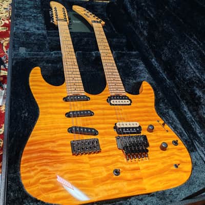 [SUMMER SALE] ESP Custom Order George Lynch Double Neck, Birdseye Maple, Natural Quilted Maple, Lawsuit Banana Headstock, MIJ Japan image 7