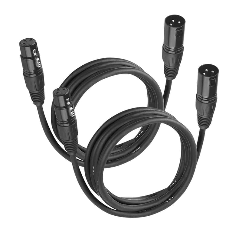 XLR Cables, DMX Cable Male to Female (2Pack), XLR Microphone Cable 10ft/3m Wire Extension Connectors, Light DMX Terminator 3 Pin Connector for Stage Lights DMX Signal Connection image 1
