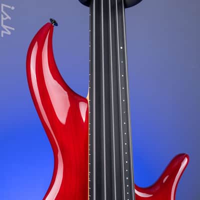2004 F Bass BNF5 Fretless Transparent Red image 4