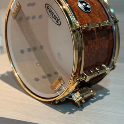 Sonor Artist Series 13x7 Amboina Burl Snare Drum — Excellent Condition w/ Original Box | Gold Hardware image 3