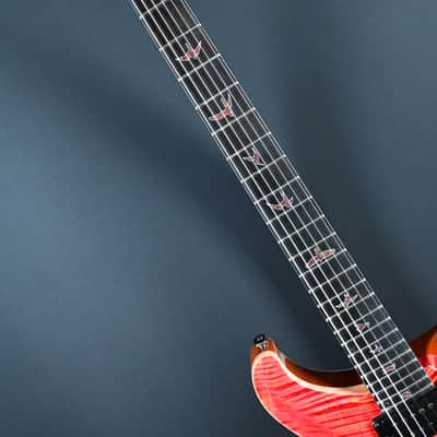 PRS Private Stock #12058 Custom 24 Raspberry Lemon Stripe w/ Reverse Chevron Flame Maple Top image 4