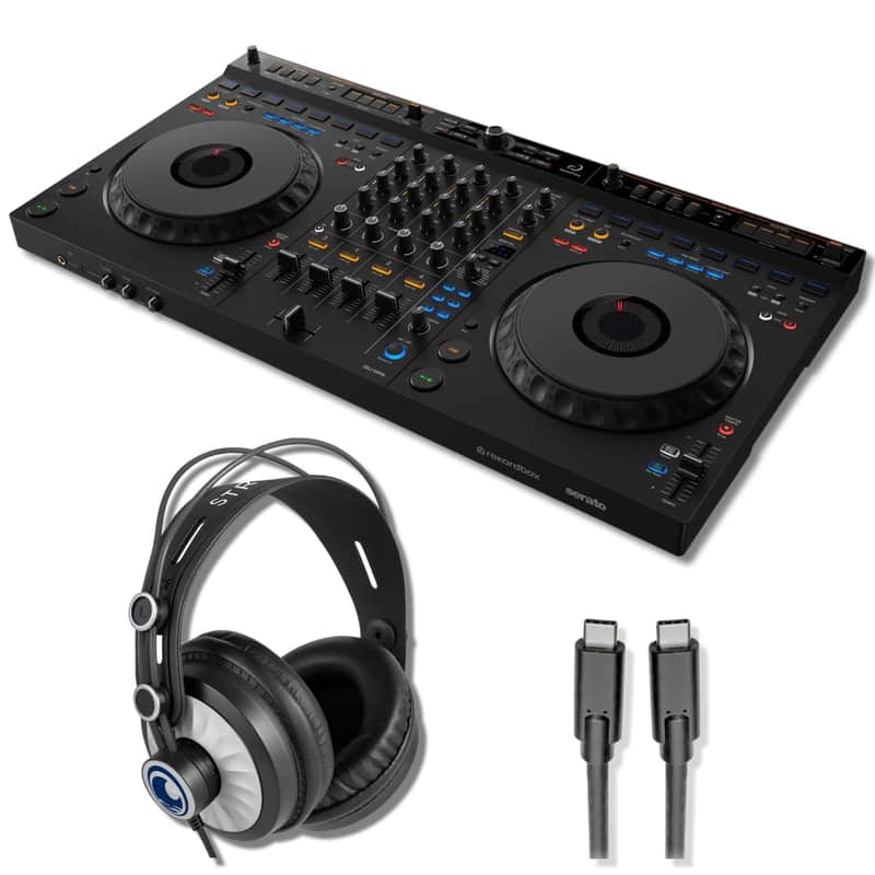 AlphaTheta DDJ-GRV6 4-Channel DJ Controller with StreamEye Cans50 Professional Studio Headphones image 1