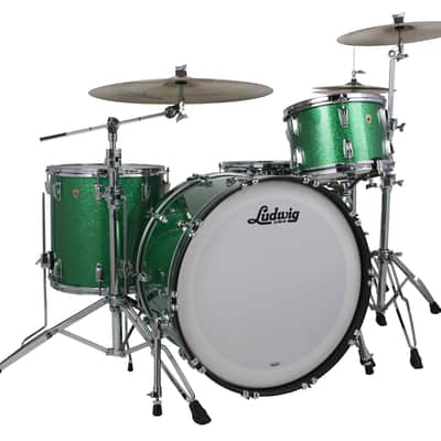 Ludwig *Pre-Order* Legacy Mahogany Green Sparkle Fab Set 14x22_9x13_16x16 Drums Shell Pack | NEW | Special Order | Authorized Dealer image 1