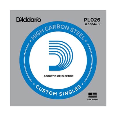 D'Addario PL026 Plain Steel Guitar Single String .026